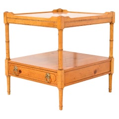 Used Baker Furniture Regency Pine Two-Tier Nightstand or Side Table