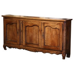 18th Century French Louis XV Carved Walnut Three-Door Buffet from Lyon
