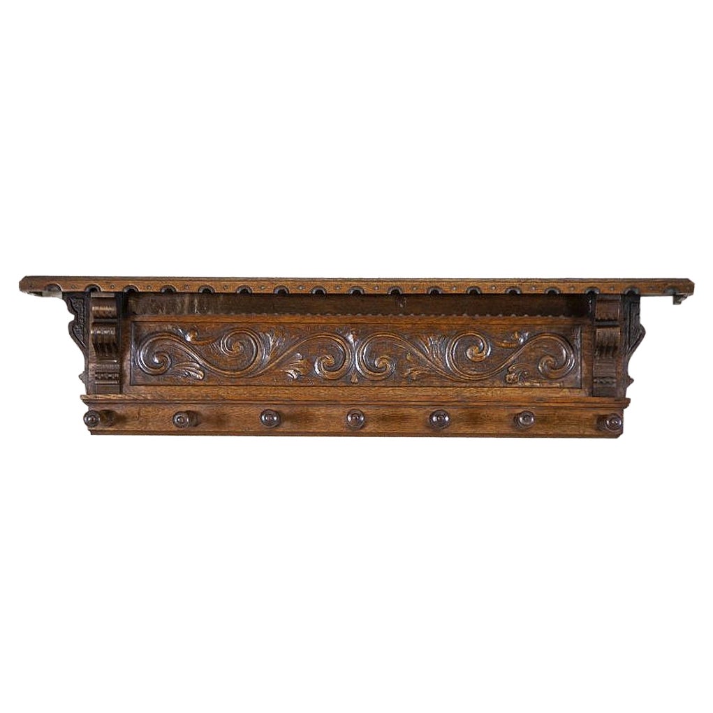 Oak Coat Rack from the Early 20th Century in Dark Brown For Sale