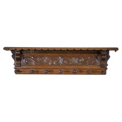 Oak Coat Rack from the Early 20th Century in Dark Brown