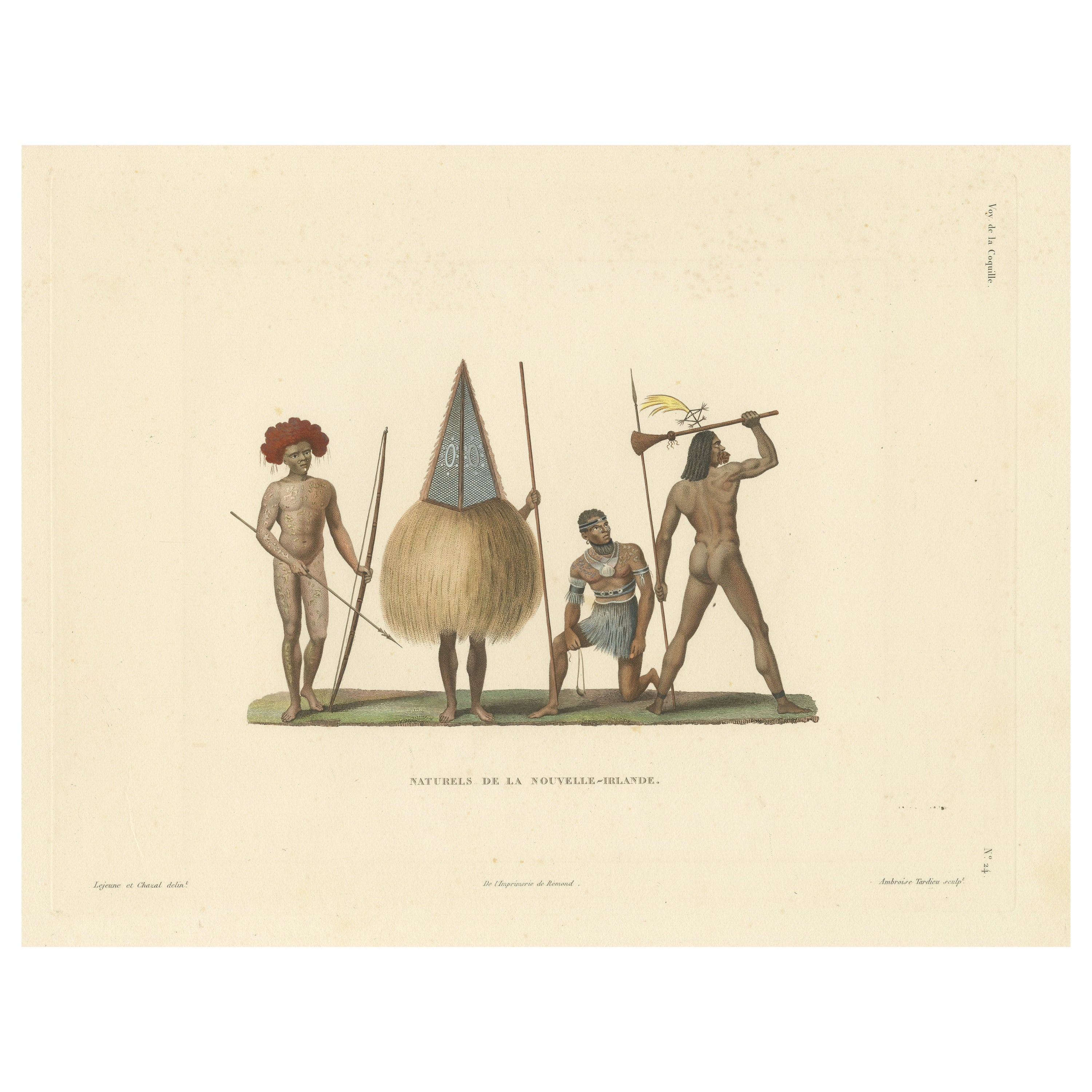 Antique Print of Natives of New Ireland For Sale