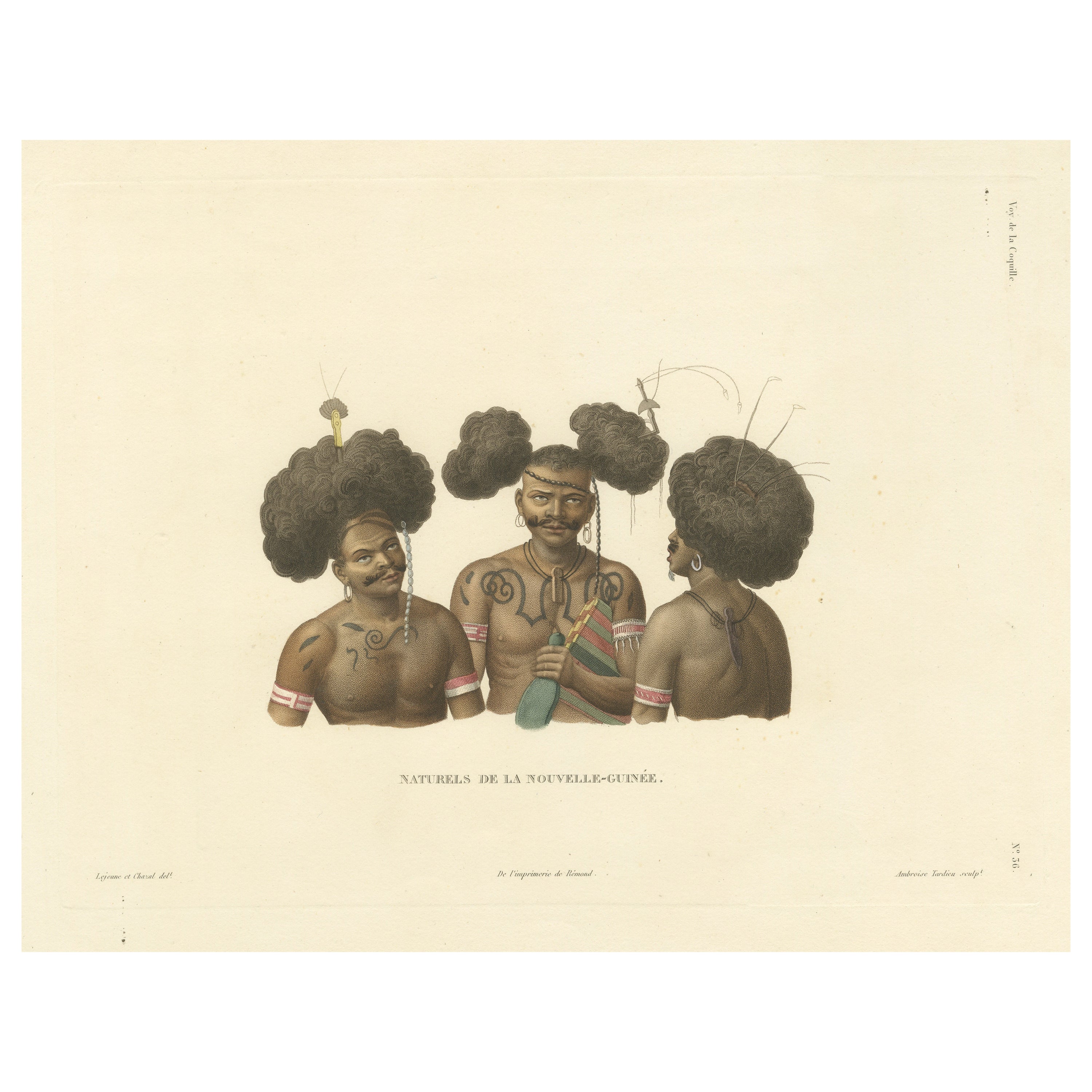 Antique Print of Natives of New Guinea For Sale