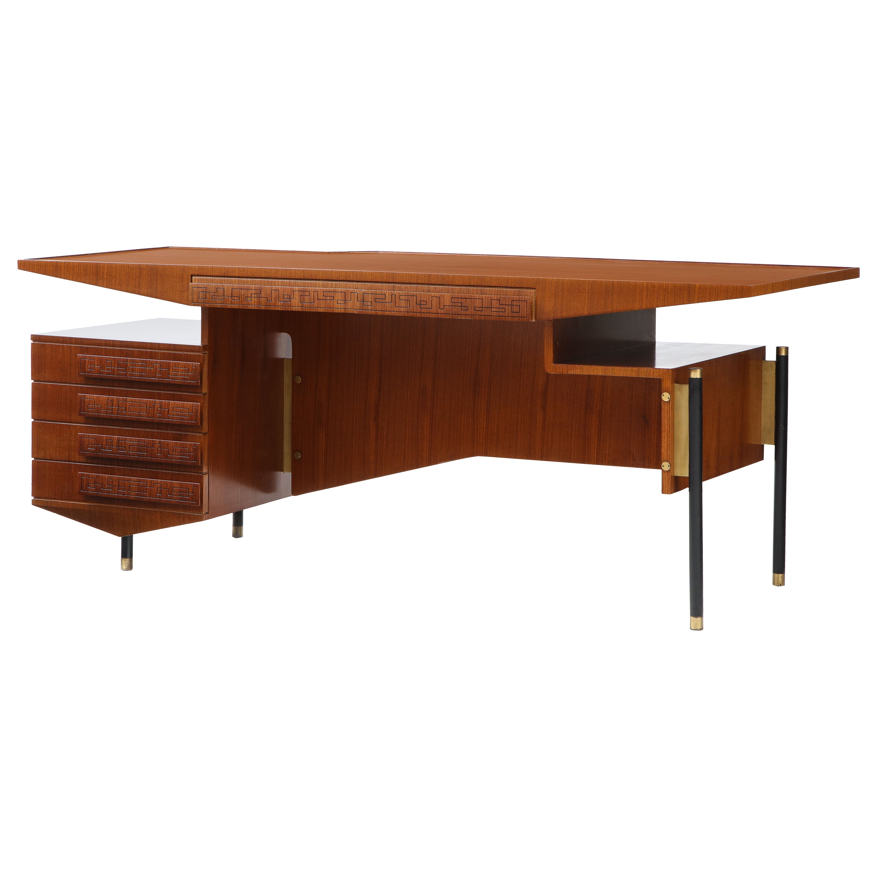 Midcentury Sculptural Writing Desk in the Style of Ico Parisi, Italy, circa 1960