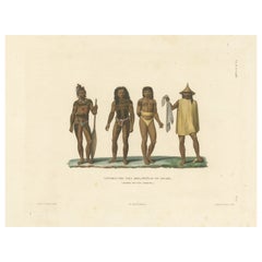 Impression ancienne d'hommes des îles Caroline, Micronésie