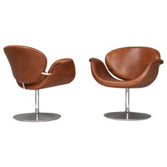 Pierre Paulin Pair of Tulip Swivel Armchairs F594 in New Leather, Artifort, 1960