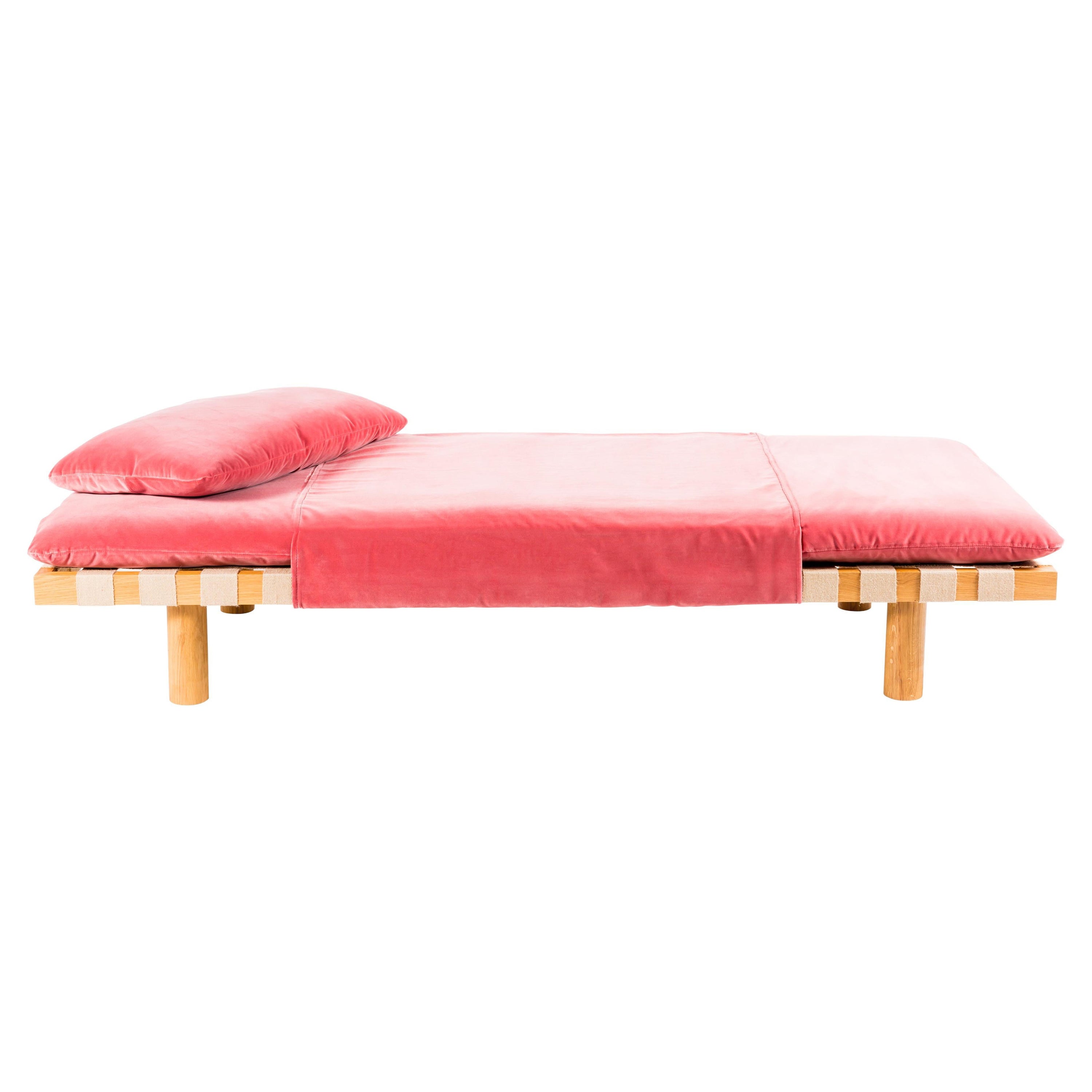 Pallet Dirty Pink Velvet Nature Day Bed by Pulpo For Sale