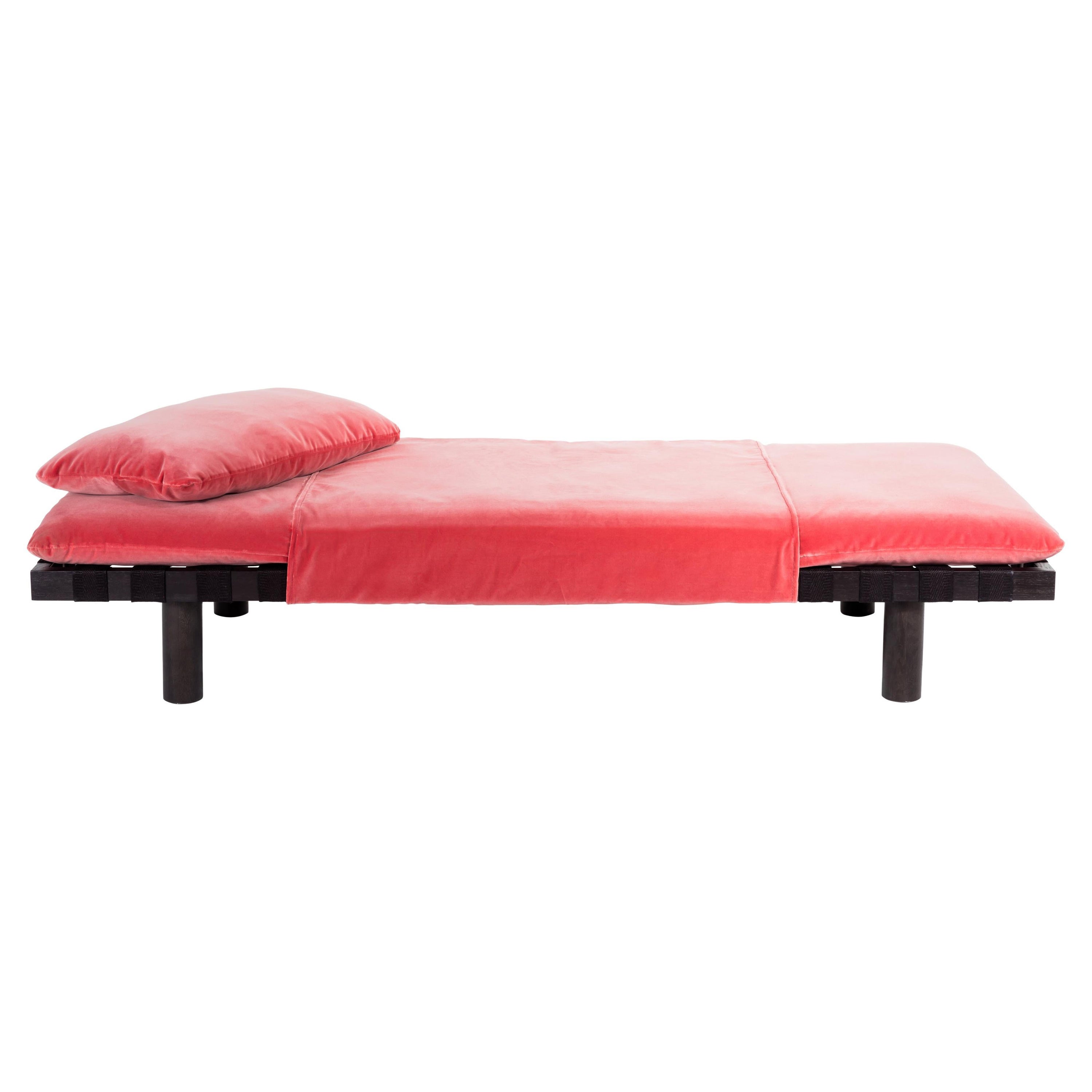 Pallet Dirty Pink Velvet Black Daybed by Pulpo For Sale