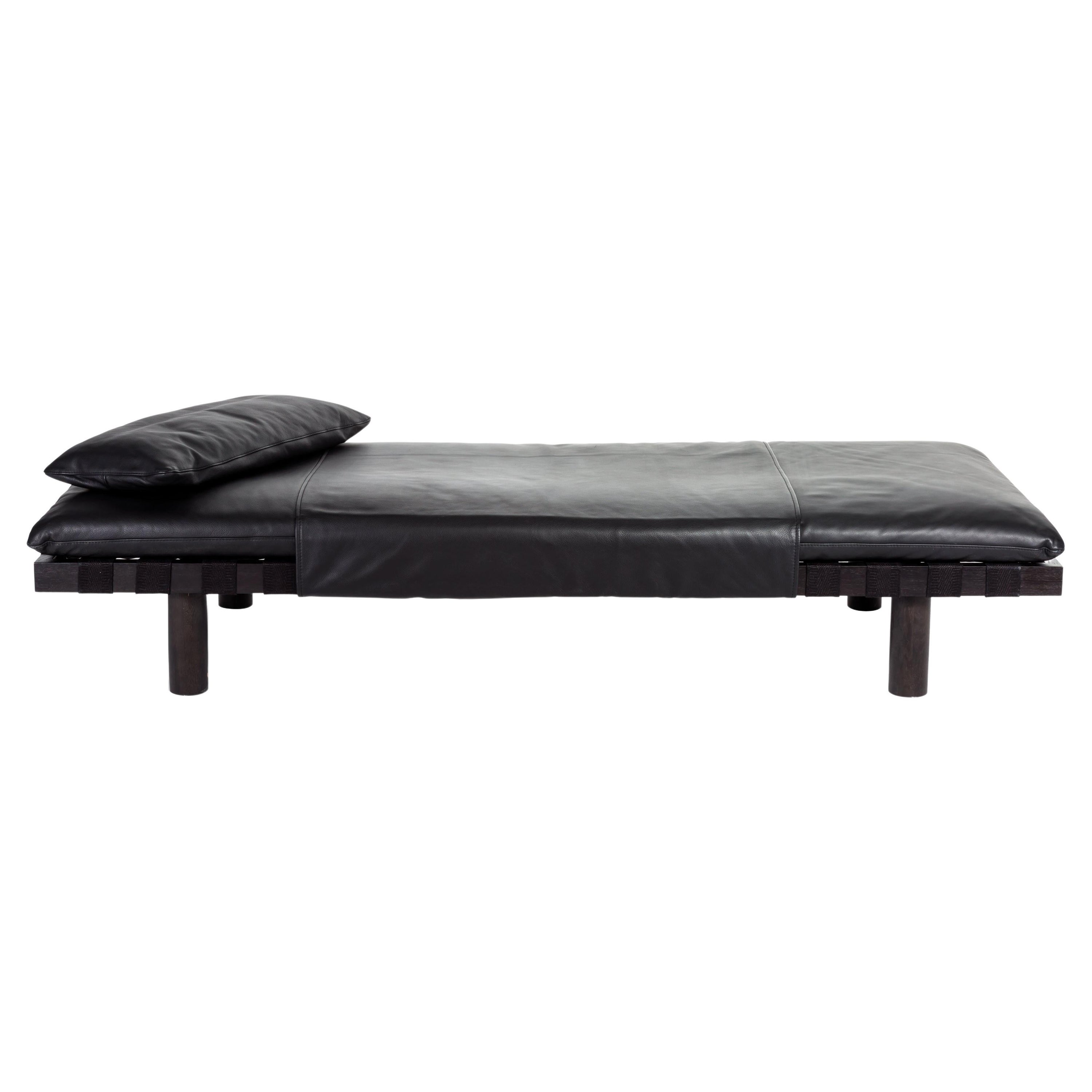 Pallet Black Leather Black Day Bed by Pulpo For Sale