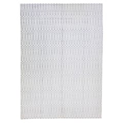 Modern Seamless Designed Wool and Silk Rug in Gray
