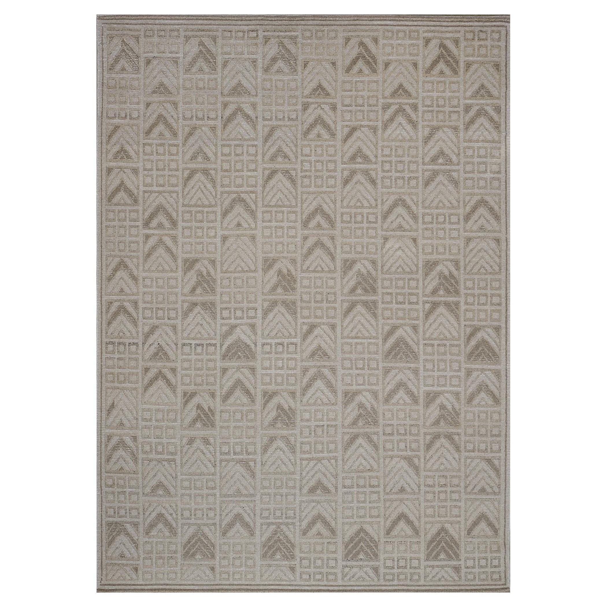 New Handwoven Swedish Inspired Flat-Weave Rug For Sale