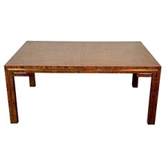 Table de salle à manger Mastercraft en laiton et bois de ronce, William Doezema, mi-siècle moderne