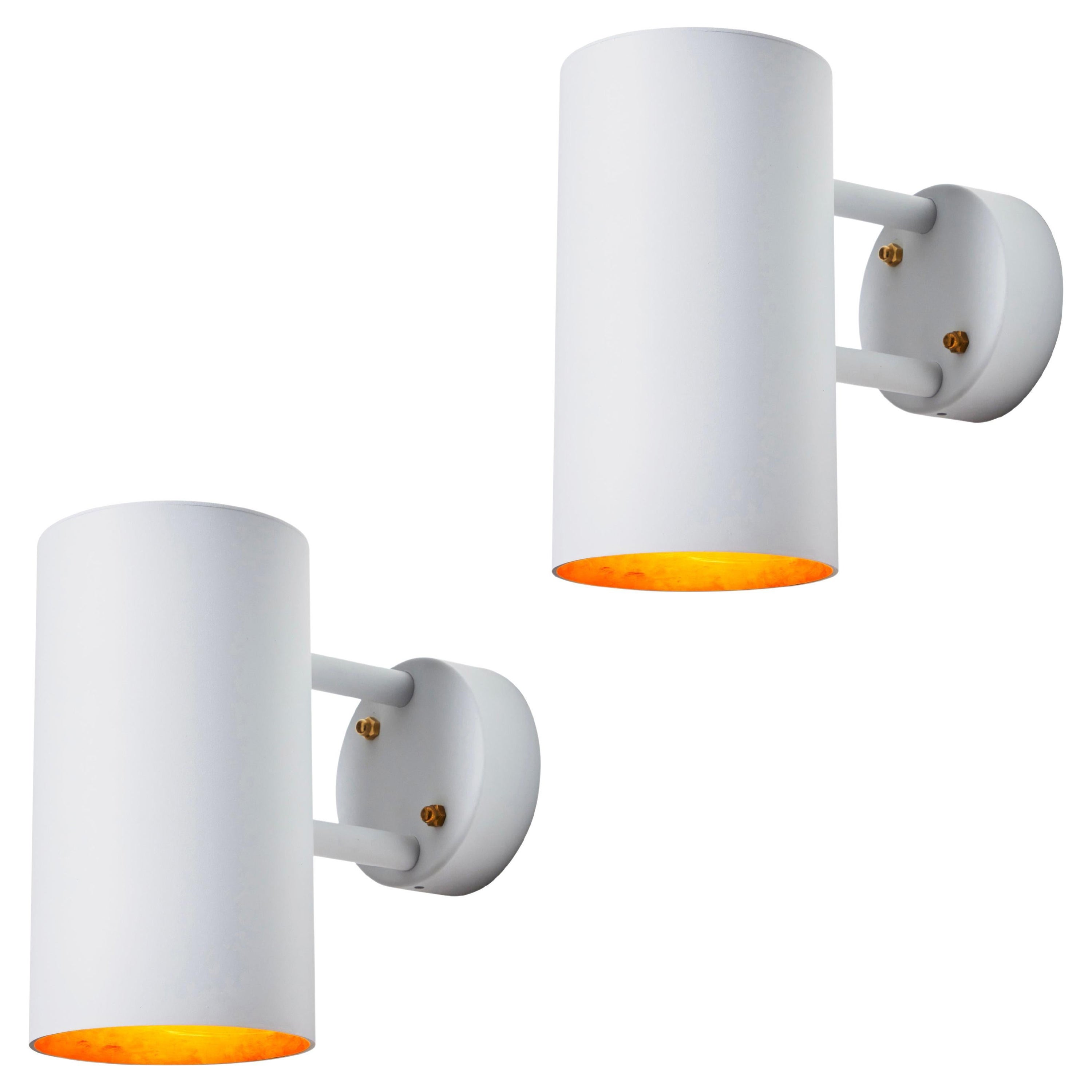 Pair of Hans-Agne Jakobsson C627/110 'Rulle' Outdoor Sconces in White For Sale