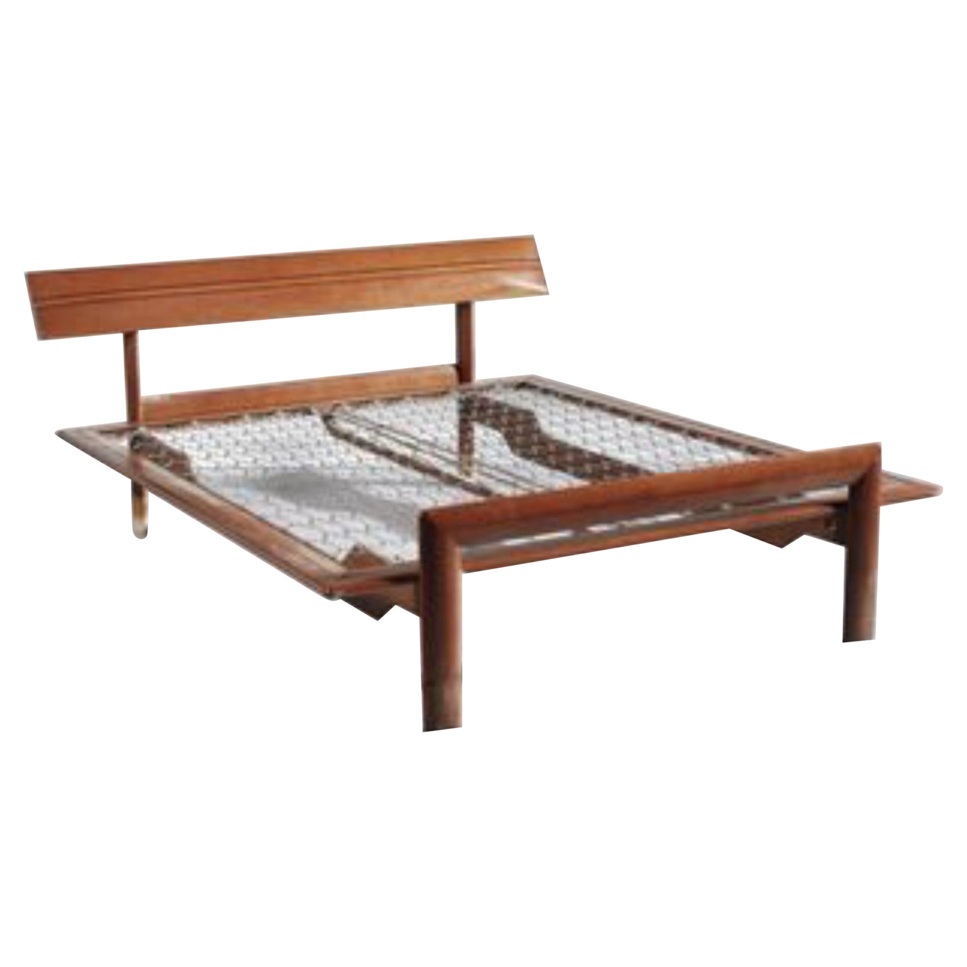 Mid-Century Modern Wooden Italian Bed Frame Made by Eugenio Gerli for Tecno For Sale