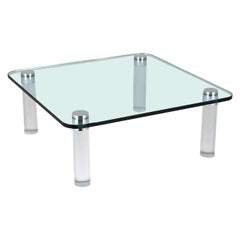 Vintage Mid-Century Modern Lucite and Glass Coffee Table
