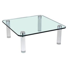 Vintage Restored 1960s Mid-Century Modern Lucite & Glass Cocktail Table