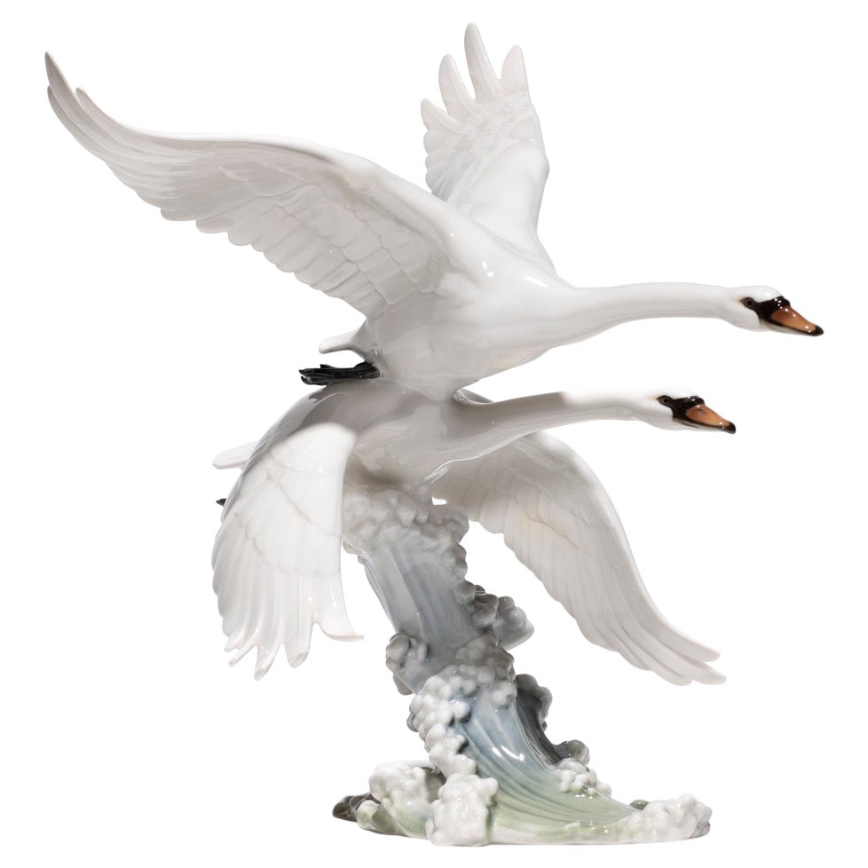 Hutschenreuther Hans Achtziger Porcelain Figurine "SWAN GROUP"   For Sale