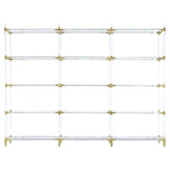 Used Custom Etagere/Shelving Unit in Lucite and Brass by Charles Hollis Jones