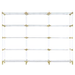 Vintage Custom Etagere/Shelving Unit in Lucite and Brass by Charles Hollis Jones