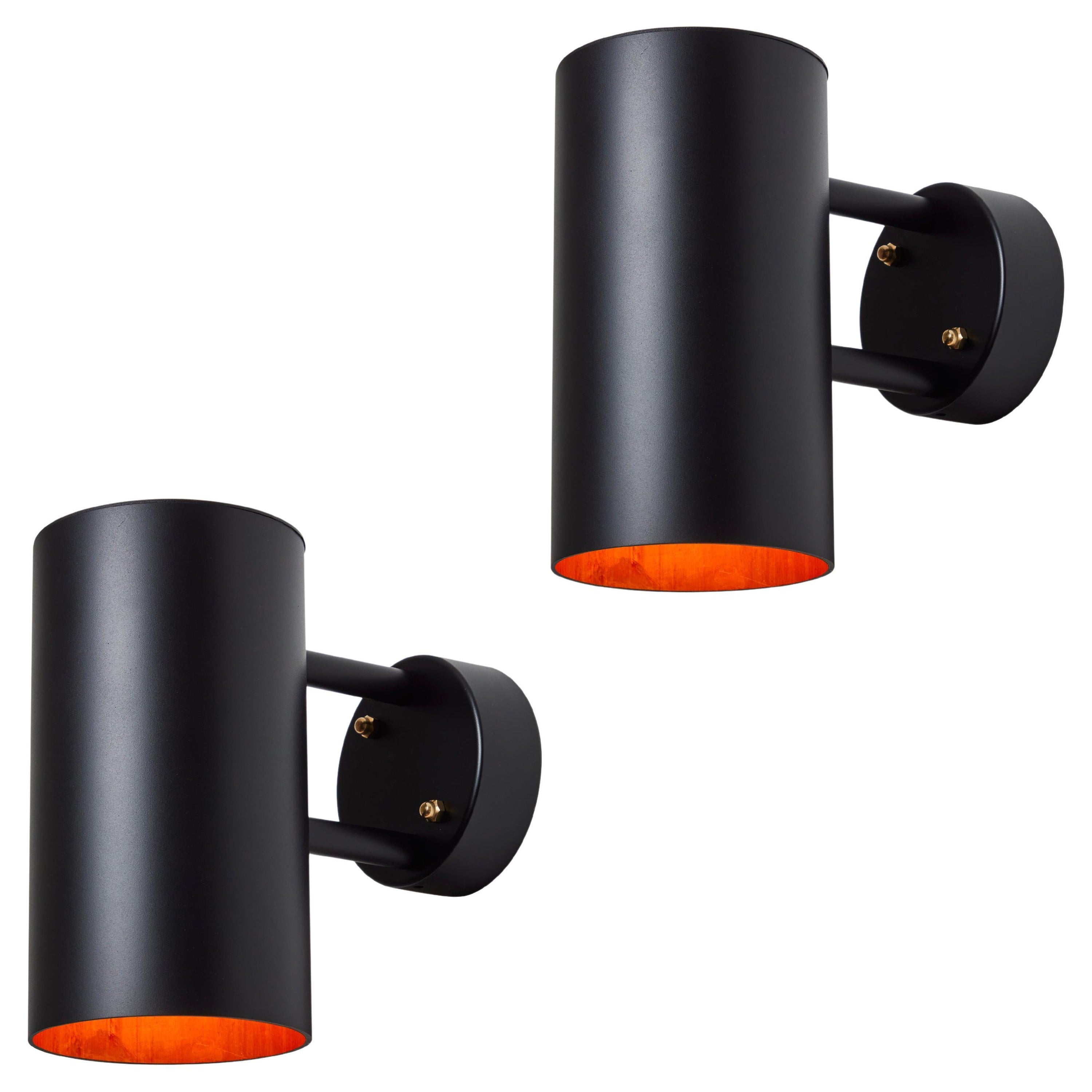 Pair of Hans-Agne Jakobsson C627/110 'Rulle' Outdoor Sconces in Black For Sale