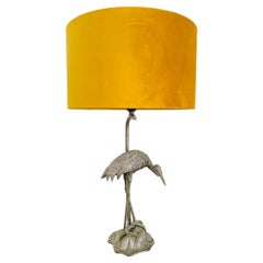 Vintage Valenti Silver Plated Crane Bird Table Lamp, 1960s