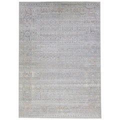 Modern Transitional Gray Wool Rug Handmade with Allover Design