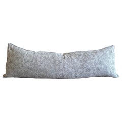 Custom Block Printed Natural Linen Lumbar Pillow Natural