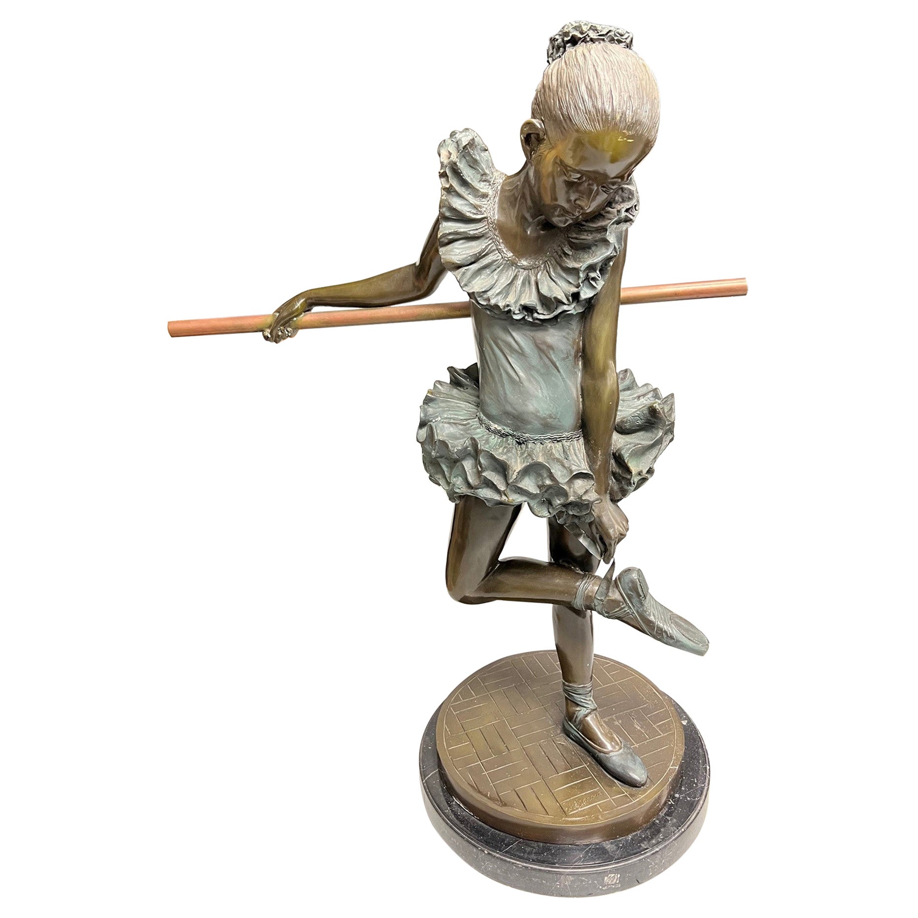 Late 20th Century Bronze Ballerina of a Young Girl on a Marble Base