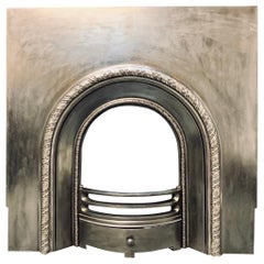 Large Victorian 19th Century Arched Cast Iron Fireplace Insert