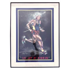 1980s "the Joy of Running" Original Poster by Terry Rose, Framed