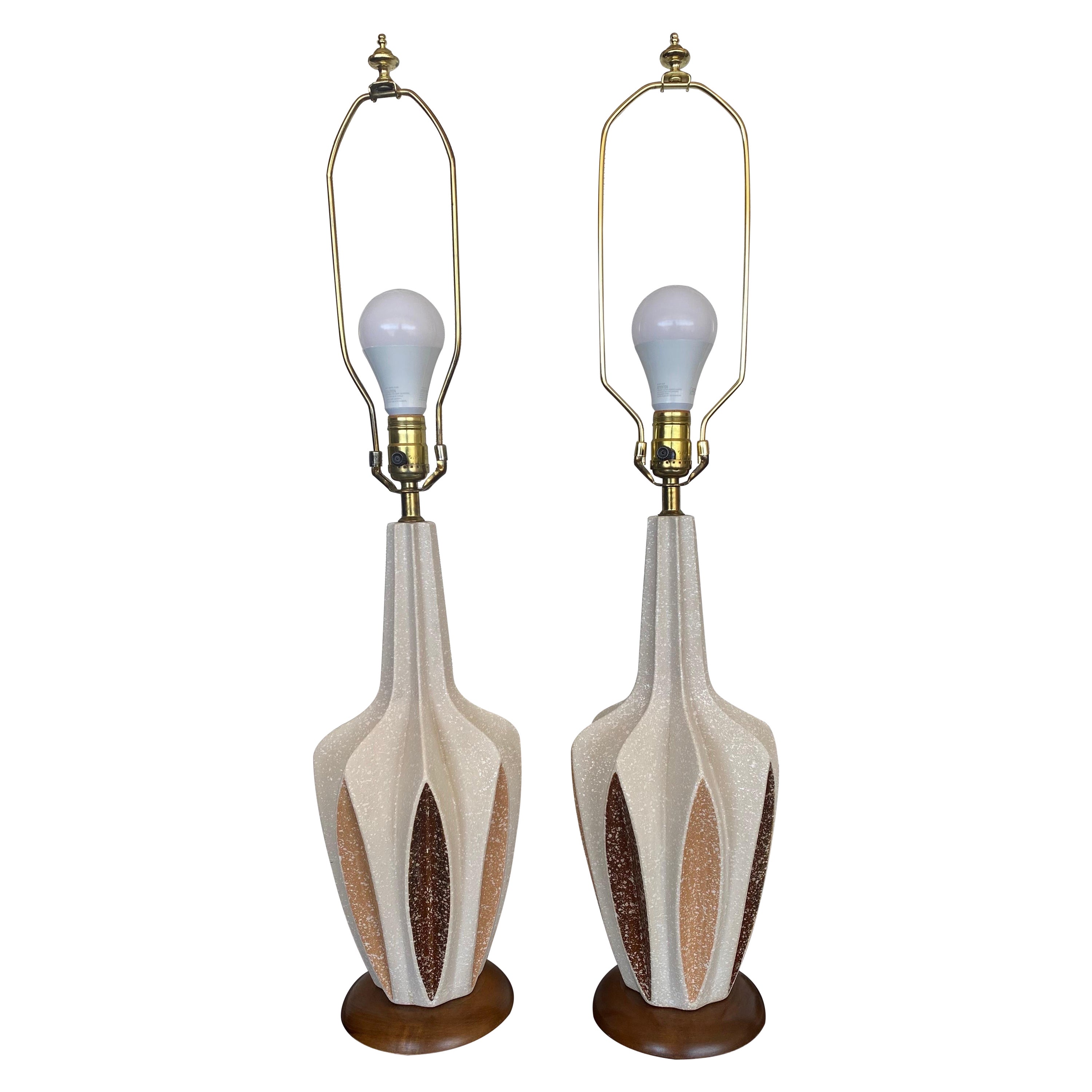 1960s Modern Italian Ceramic Lamps, a Pair For Sale