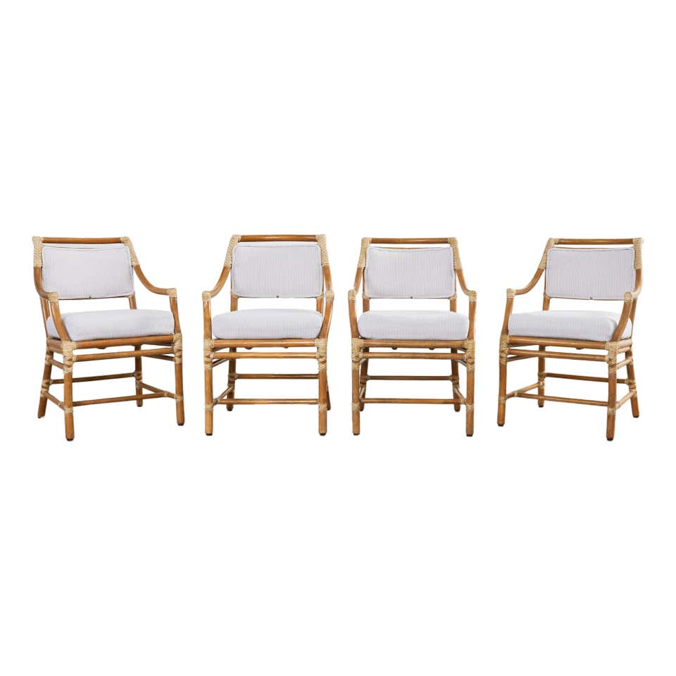 Set of Six McGuire Organic Modern Rattan Target Dining Chairs at 1stDibs