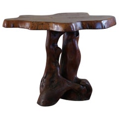 Organic Primitive Handcrafted Dining Table in Solid Wood, Wabi Sabi, 1950s