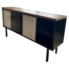 Sideboard with Black and White Metal Sliding Doors by Cees Brackman, Netherlands