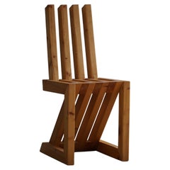 Zig Zag Chair in Solid Pine, Handcrafted in Scandinavia, Midcentury, 1980s