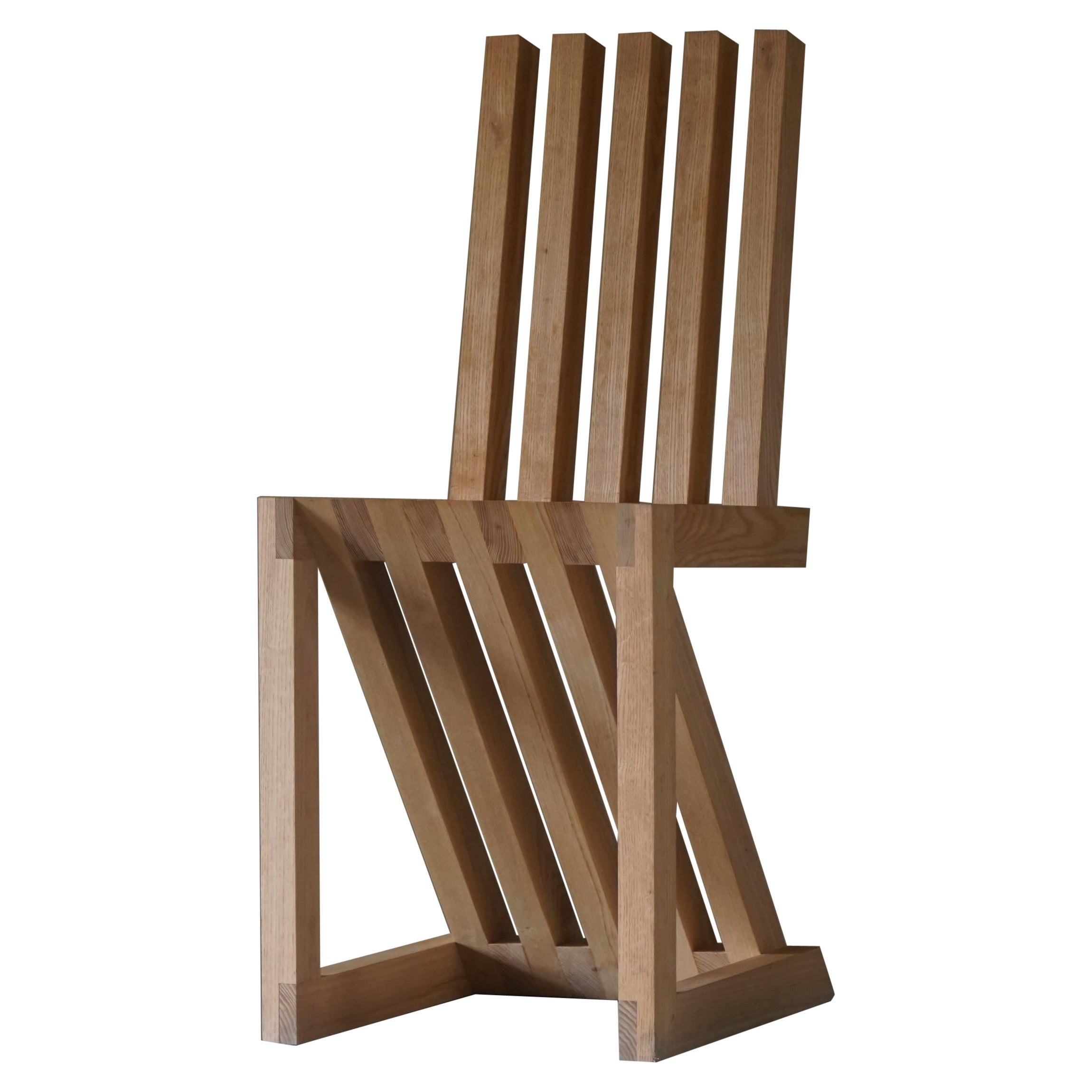 Zickzack-Stuhl aus massivem Kiefernholz, skandinavische Moderne, 1980er Jahre