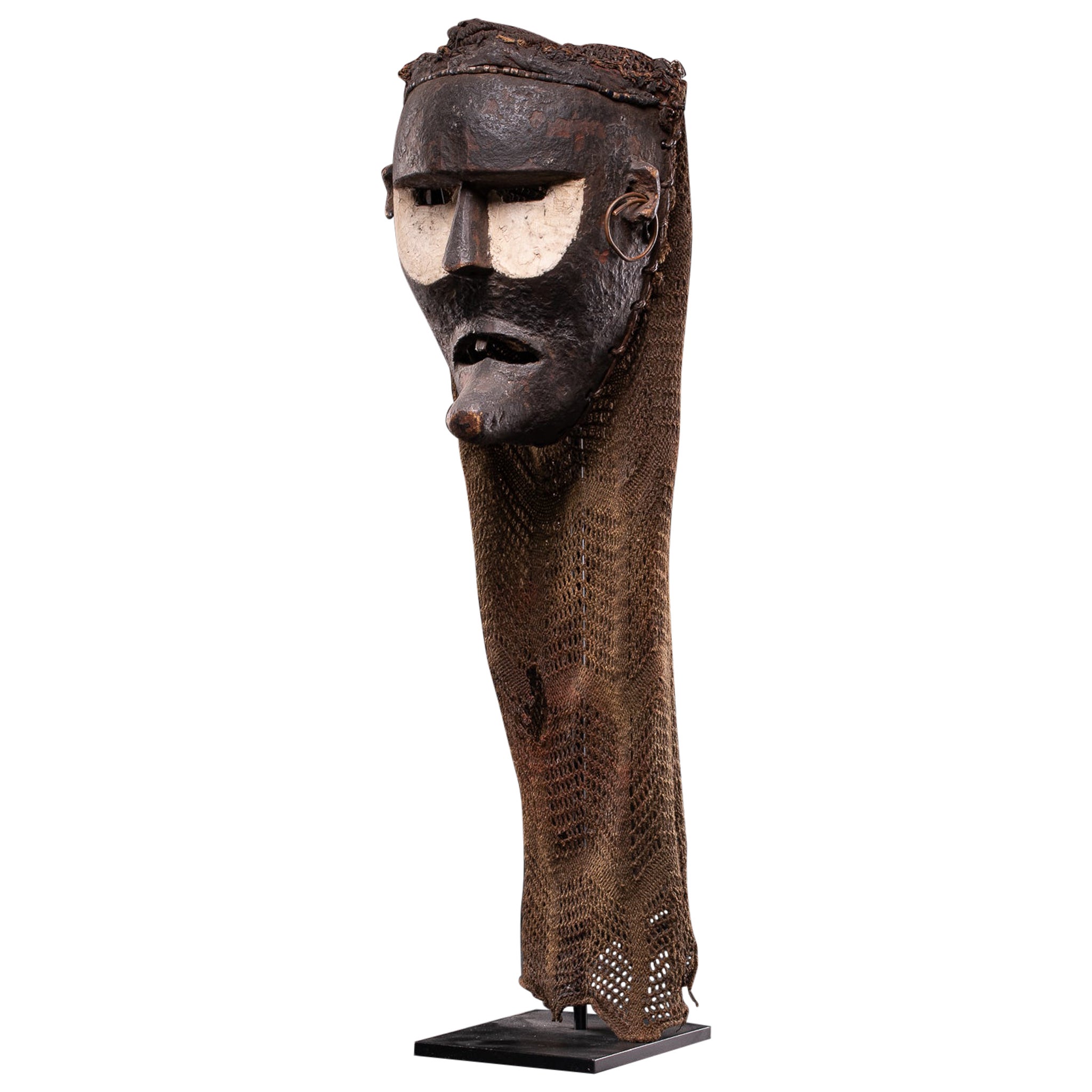 Ethnodesign Katoyo Mask representing the "Foreigner" with headdress from Angola. For Sale