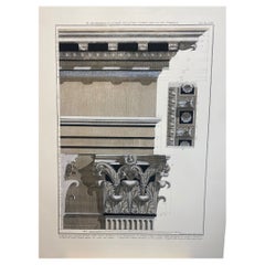 Dessin architectural italien contemporain de panthéon imprimé peint à la main - 2 sur 4