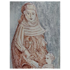 Kubistische Tintenskizze der französischen Moderne des 20. Jahrhunderts, religiöse Statue