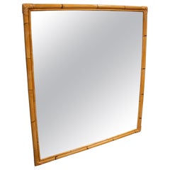 1970s Bamboo Square Wall Mirror