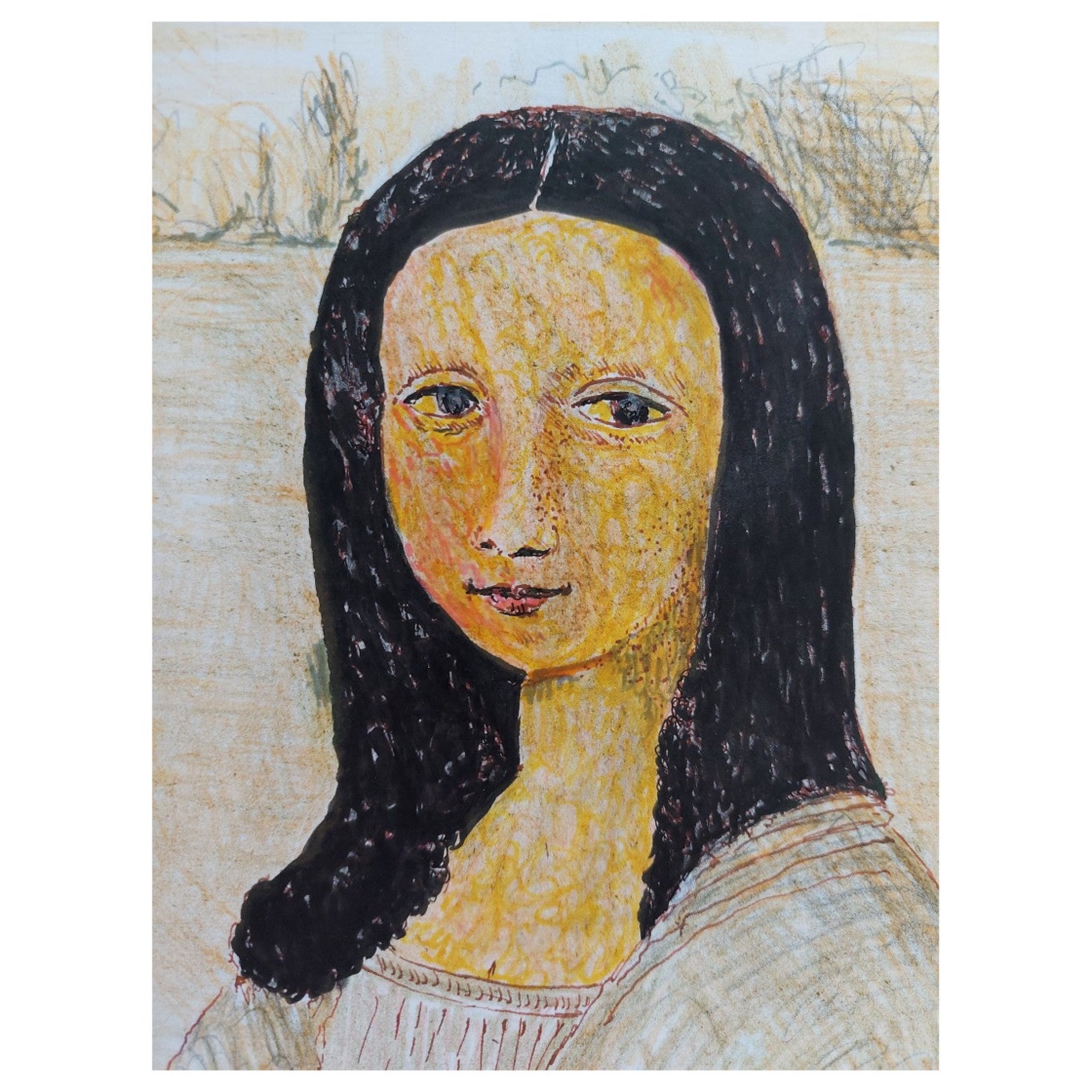 20th Century French Modernist Cubist Painting, Mona Lisa Study  For Sale