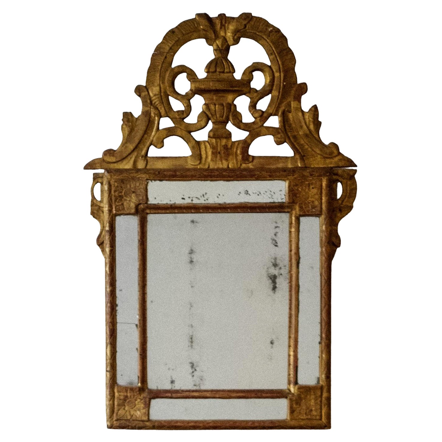 French Directoire Mirror in Gold Giltwood and Mercury Glass 18th Century For Sale
