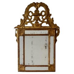Französischer Directoire-Spiegel aus vergoldetem Holz und Quecksilberglas, 18. Jahrhundert