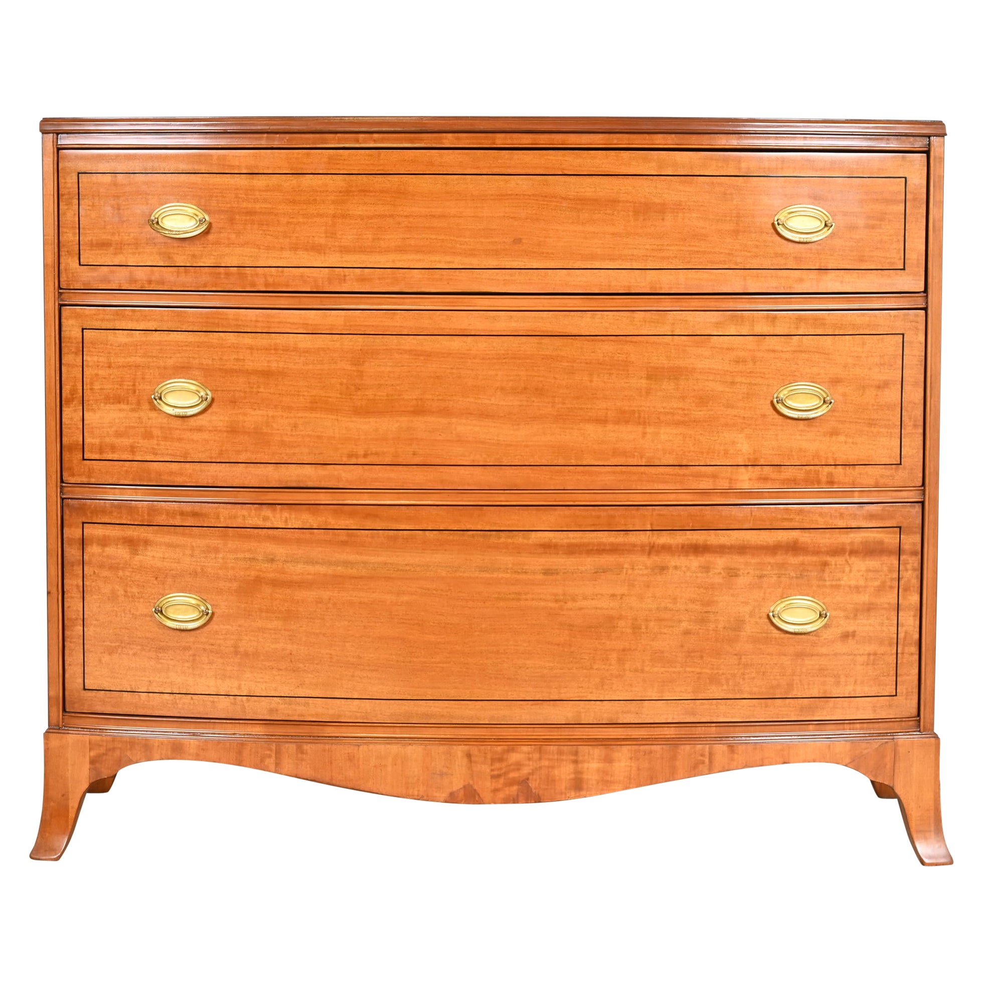 Georgian Mahogany Bow Front Chest of Drawers in the Manner of Baker Furniture