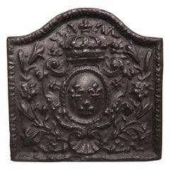 Antique French Cast Iron Fireback Depicting The Arms of France, 20th Century