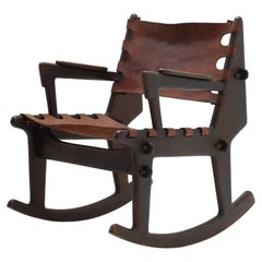 Used 1960s Leather Sling Rocking Chair by Angel Pazmino for Muebles De Estilo