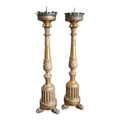 1850 Set of Two Empire Giltwood Sicilian Huge Torcheres