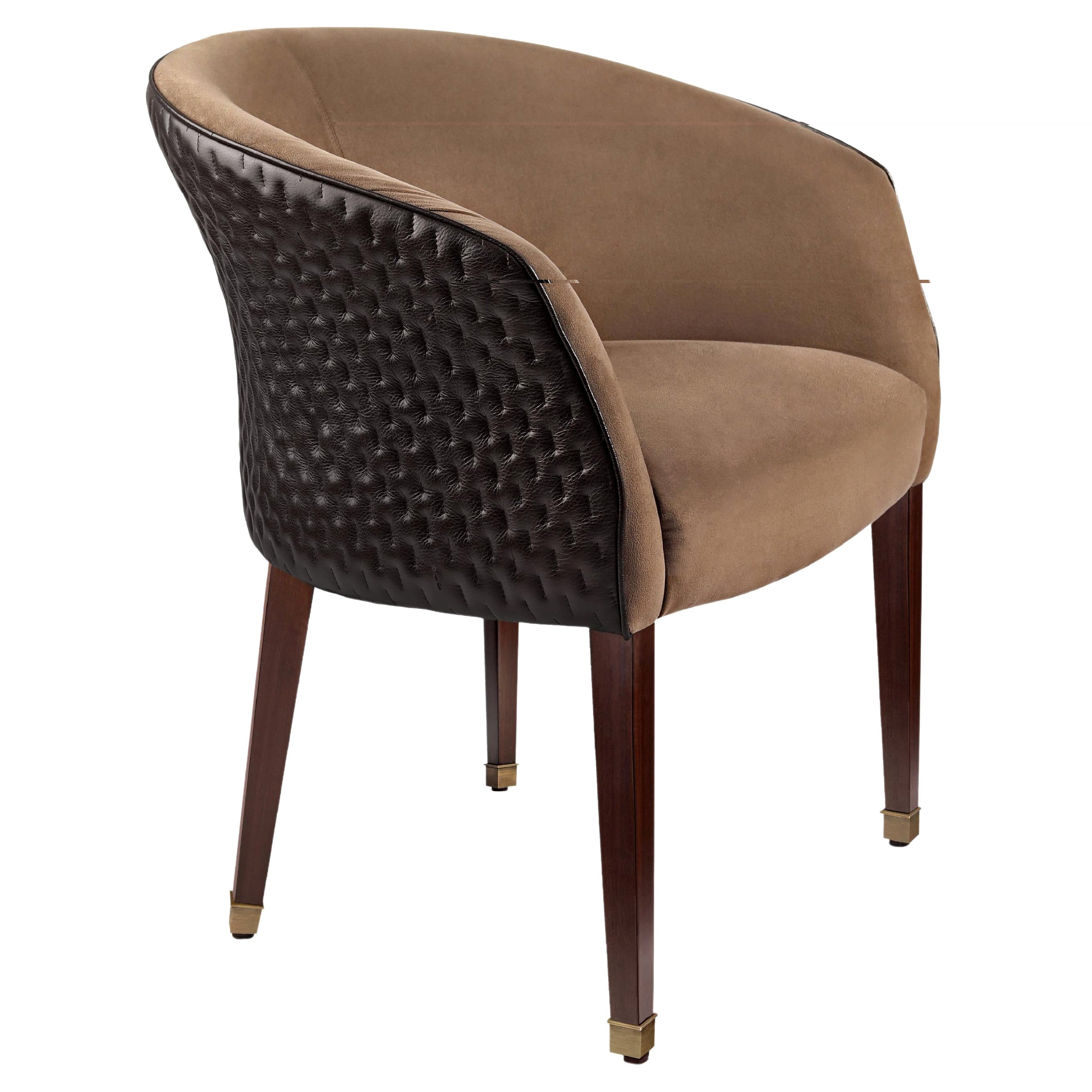 Hand Stitched Leather Marla Armchair by Madheke For Sale