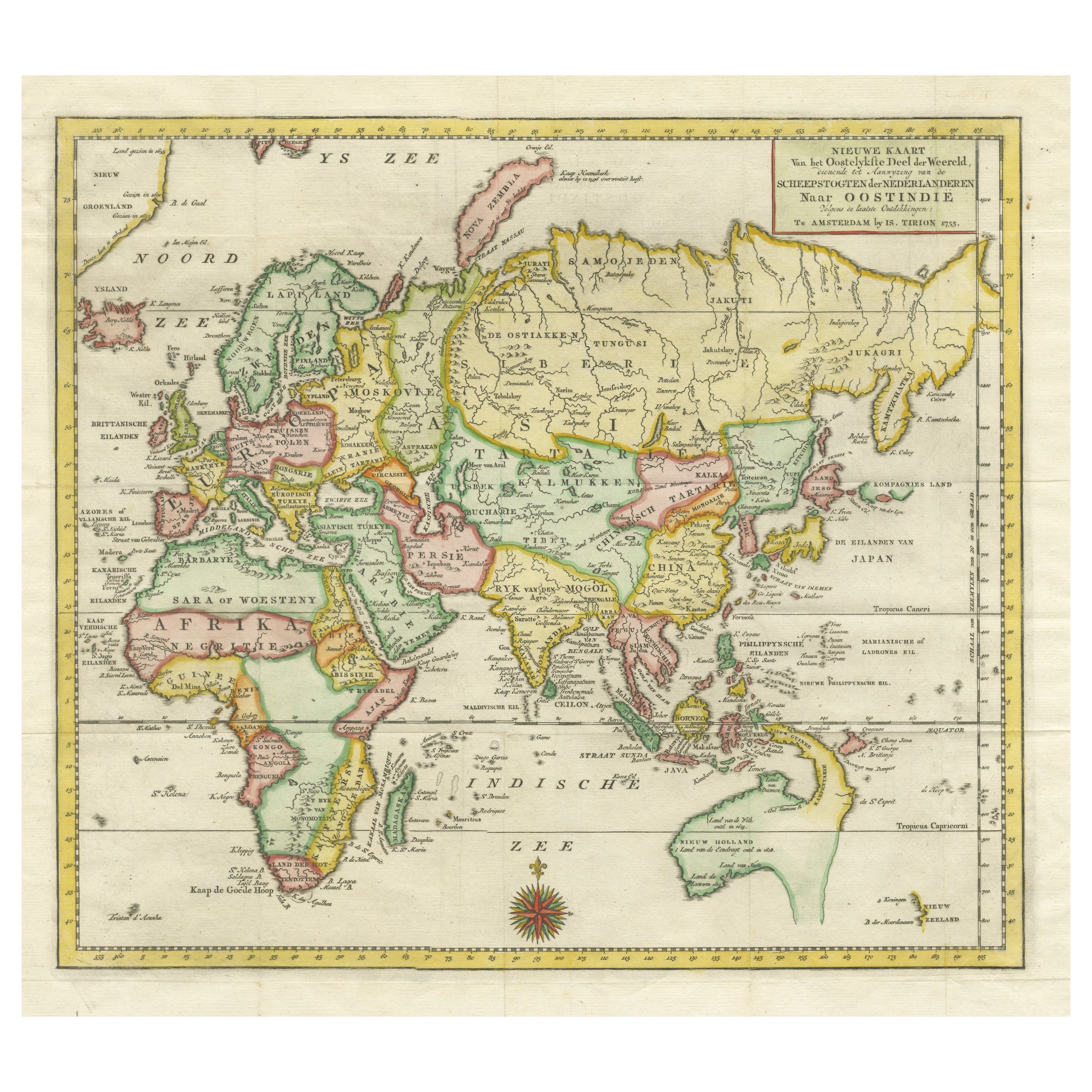 Antique Map of the Eastern Part of the World For Sale