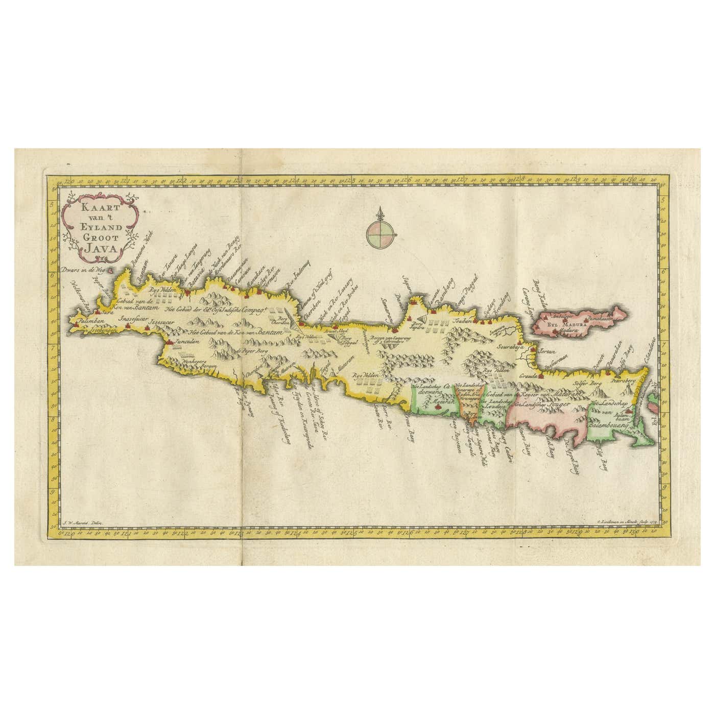 Scarce Antique Map of the Island of Java, Indonesia For Sale at 1stDibs ...