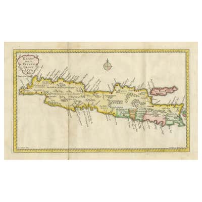 Antique Map of Java and Madura Island, Indonesia, c.1760 For Sale at ...